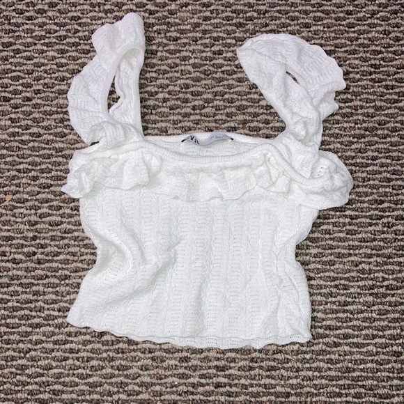 Zara | Tops | Zara Knit Crop Top With Ruffle Details | Poshmark